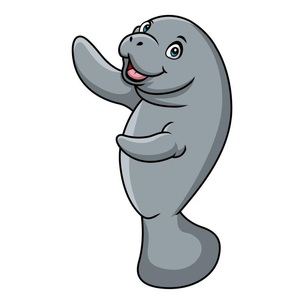 Cute manatee cartoon on white background vector