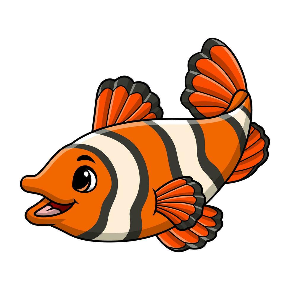 Cute clown fish cartoon on white background vector