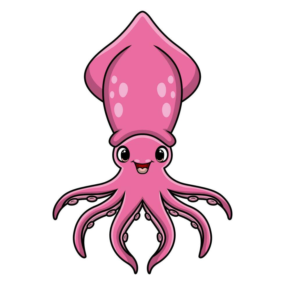 Cute squid cartoon on white background vector