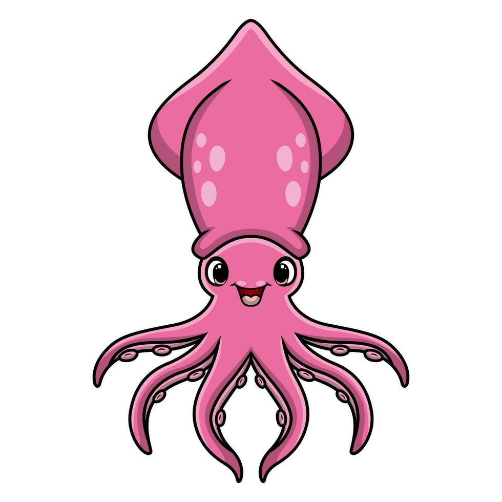 Cute squid cartoon on white background vector