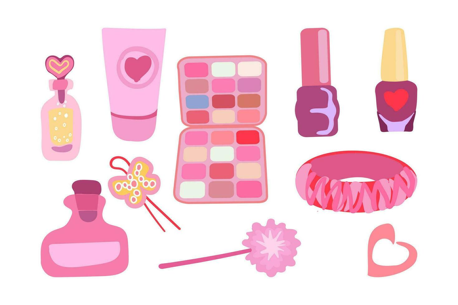 Pink cosmetics. Fashion trends. Vector illustration.