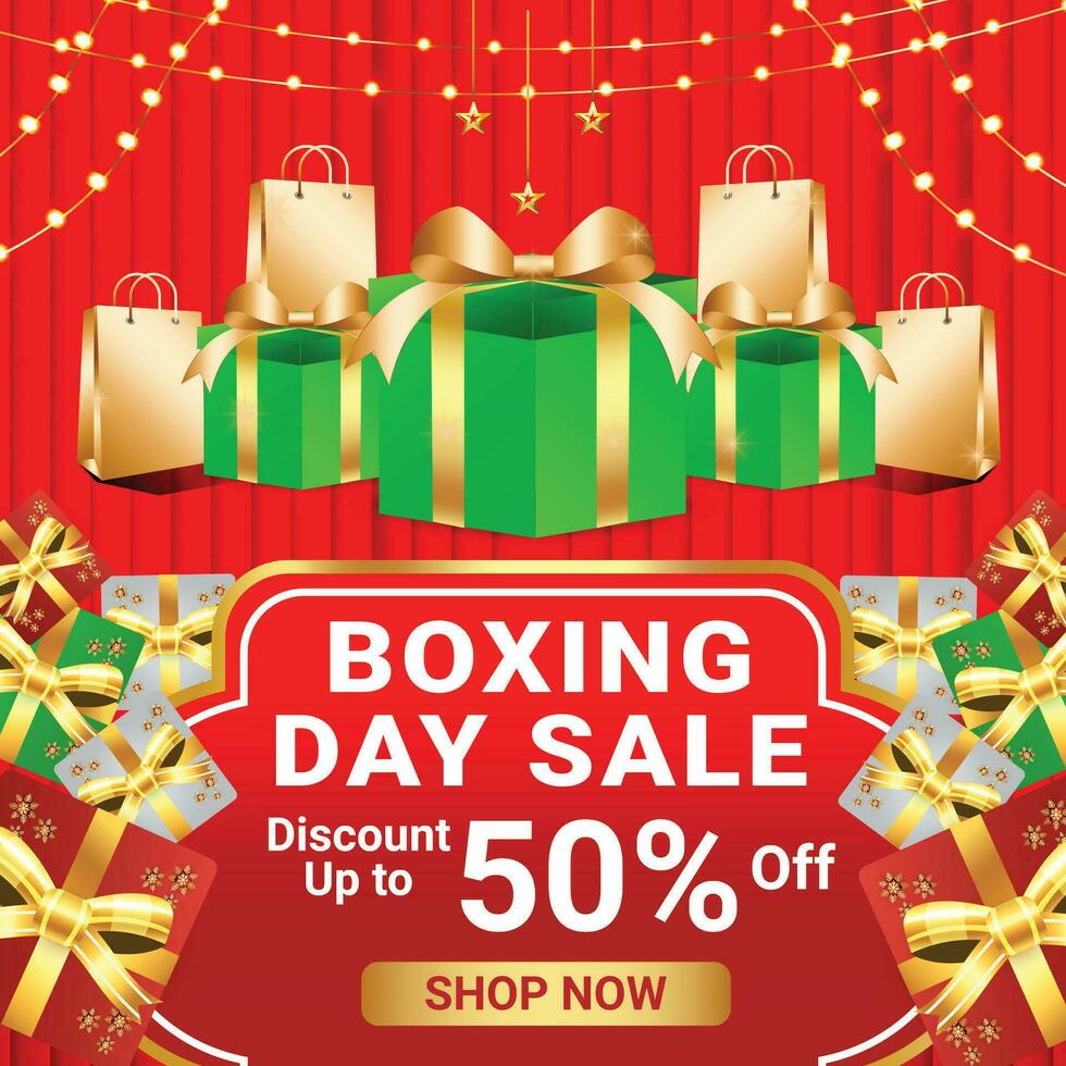 BOXING DAY SALE SOCIAL MEDIA POST BACKGROUND BANNER FLYER DISCOUNT DECEMBER END YEAR TEMPLATE 2 vector