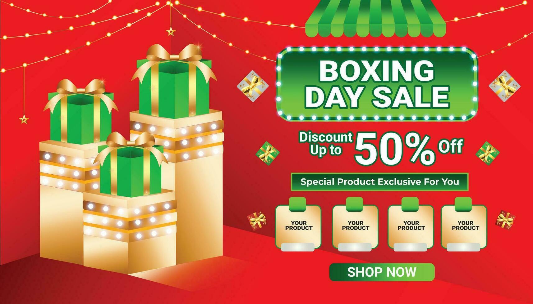 BOXING DAY SALE SOCIAL MEDIA POST BACKGROUND BANNER FLYER DISCOUNT DECEMBER END YEAR TEMPLATE 4 vector