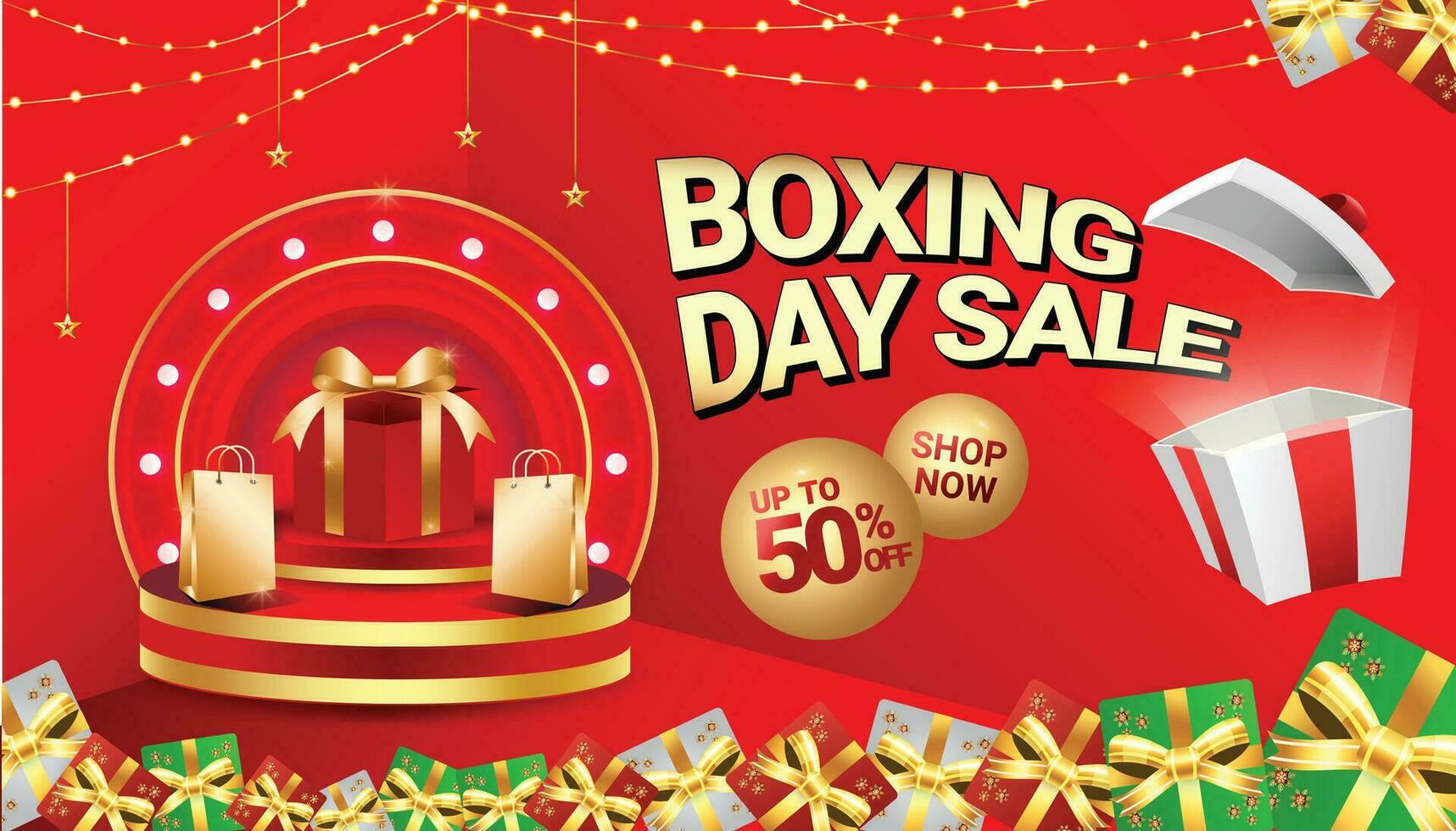 BOXING DAY SALE SOCIAL MEDIA POST BACKGROUND BANNER FLYER DISCOUNT DECEMBER END YEAR TEMPLATE 5 vector