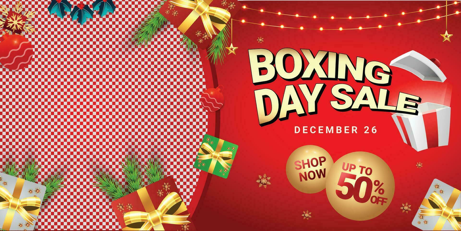 BOXING DAY SALE SOCIAL MEDIA POST BACKGROUND BANNER FLYER DISCOUNT DECEMBER END YEAR TEMPLATE 6 vector