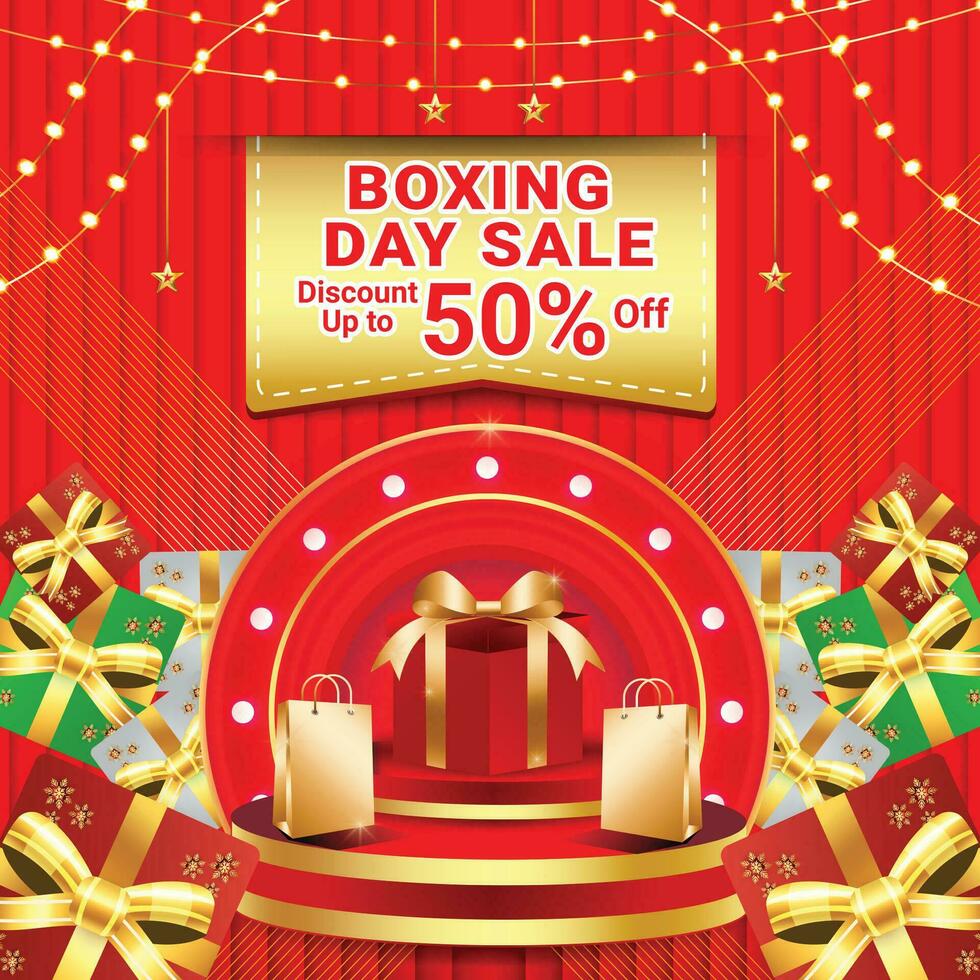 BOXING DAY SALE SOCIAL MEDIA POST BACKGROUND BANNER FLYER DISCOUNT DECEMBER END YEAR TEMPLATE 3 vector