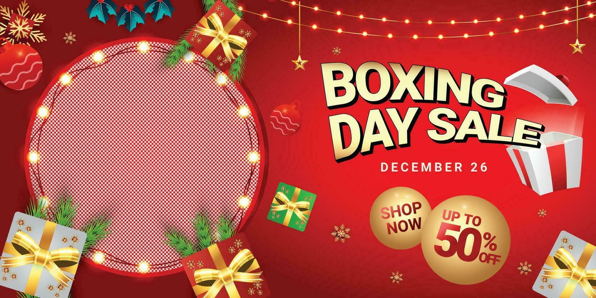 BOXING DAY SALE SOCIAL MEDIA POST BACKGROUND BANNER FLYER DISCOUNT DECEMBER END YEAR TEMPLATE 6 vector