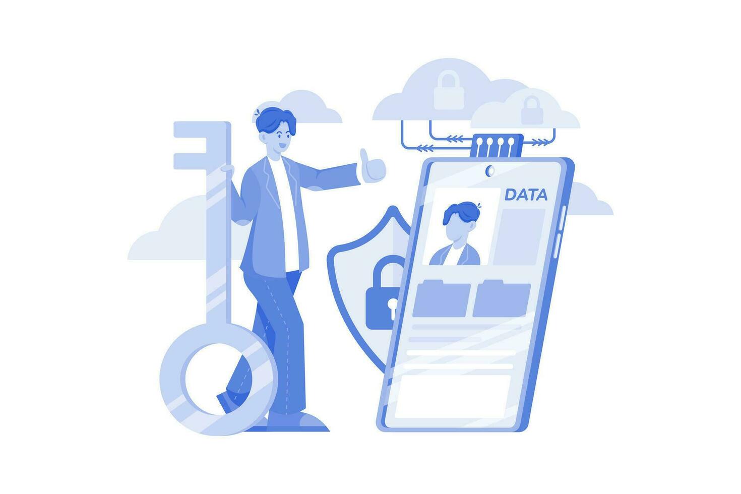 Cloud data security Illustration concept on white background vector