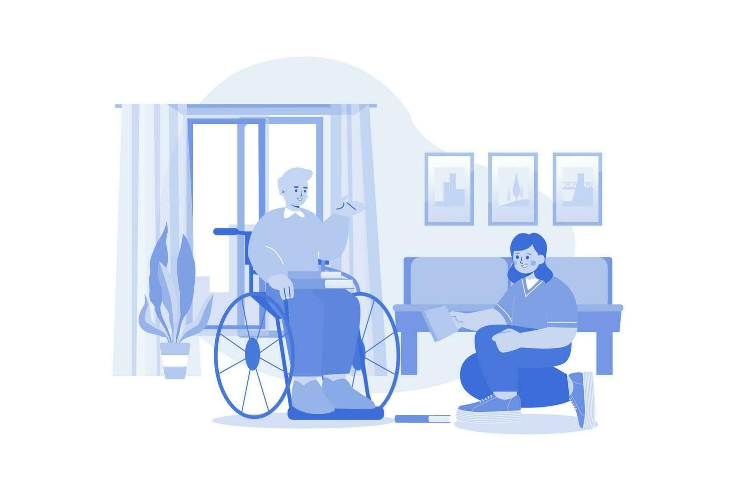 Nurse Helping Handicapped Man vector