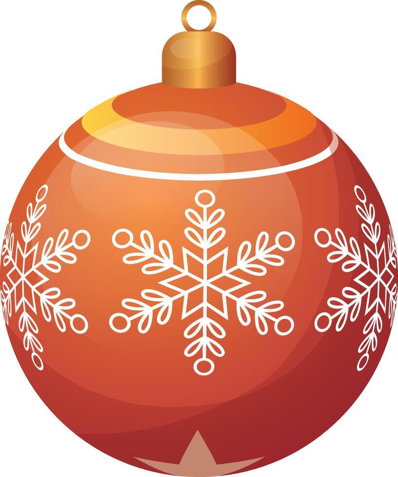 copo de nieve chuchería icono en dorado y naranja color, brillante plano ilustración de decorativo Navidad pelota vector