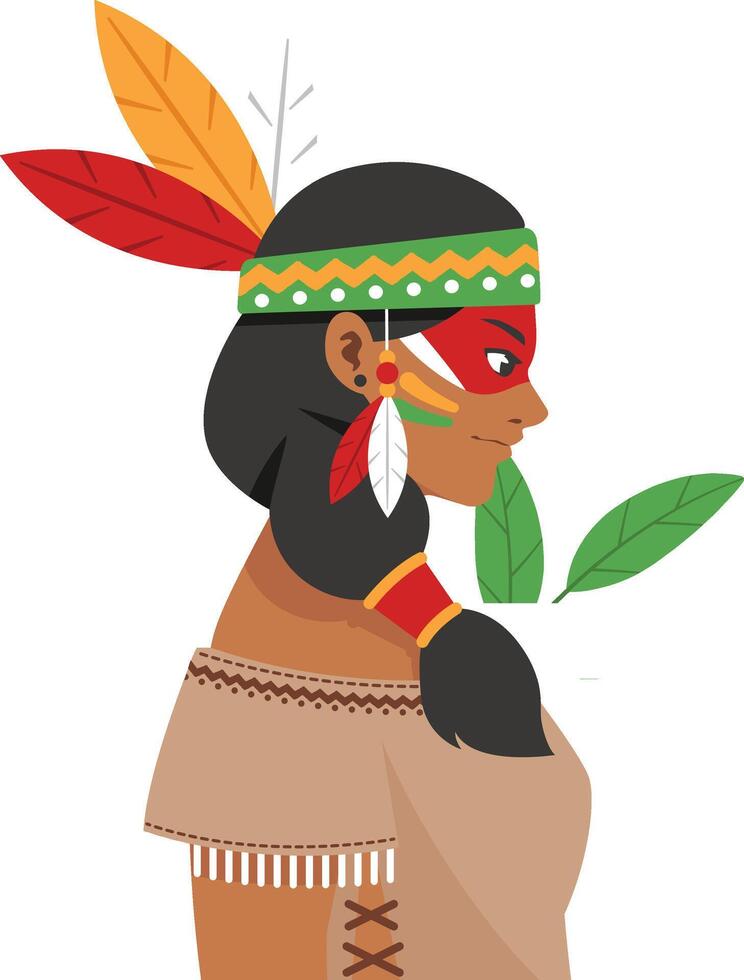 Indigenous People,Indigenous People,Native American Indian Chieftain Cartoon vector