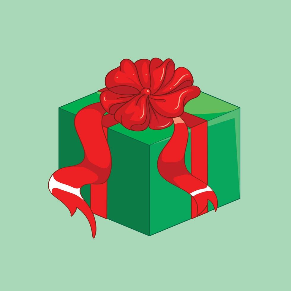 regalo caja, roja verde Navidad regalo caja vector