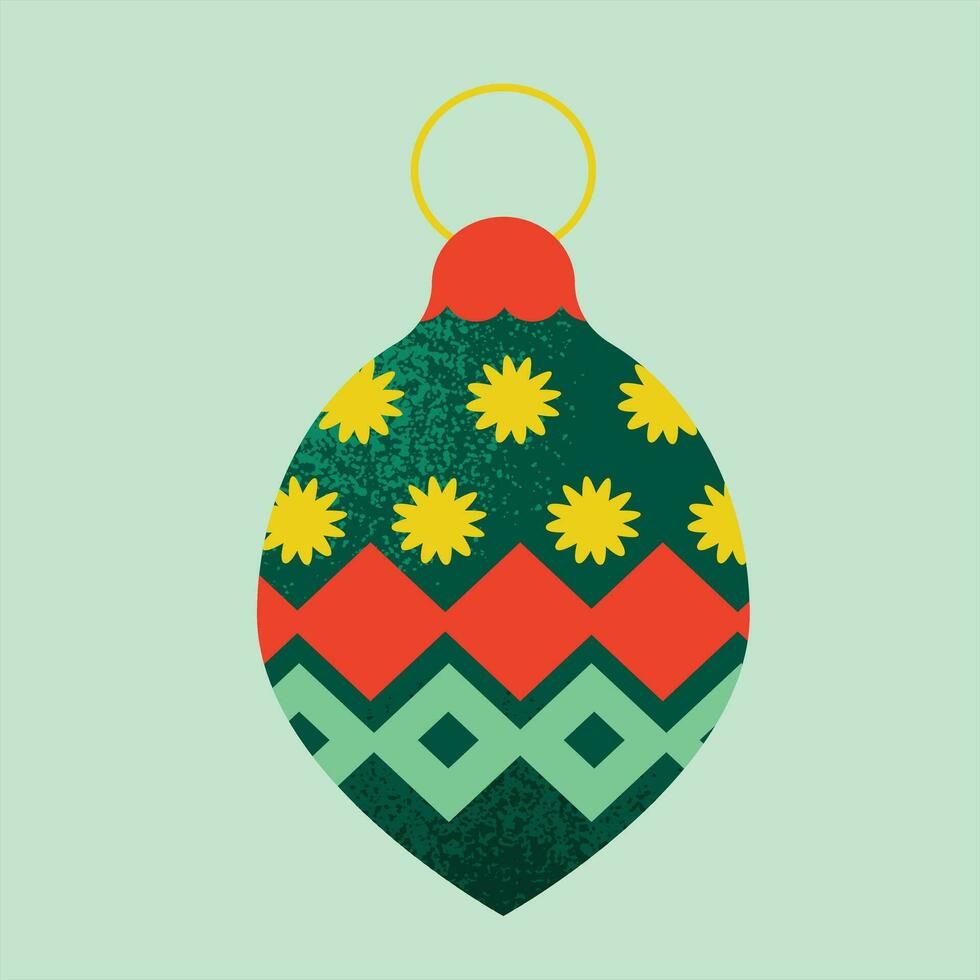 naranja Navidad bola, festiva regalo, caja con un estilo retro arco, feliz nuevo año y Navidad pelota decoración icono vector