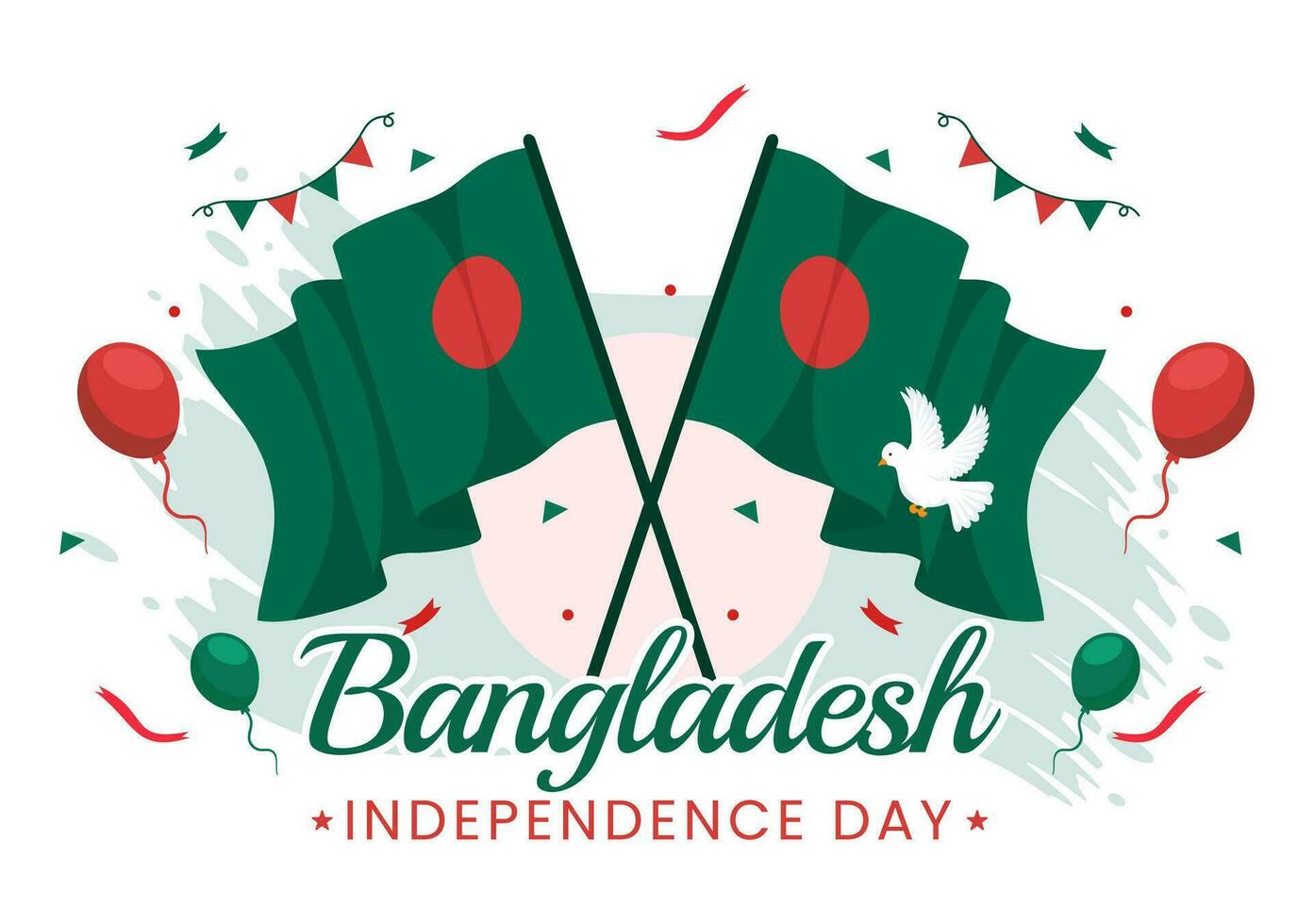 Happy Bangladesh Independence Day Vector Illustration on 26 March with Waving Flag and National Monument in Holiday Flat Cartoon Background