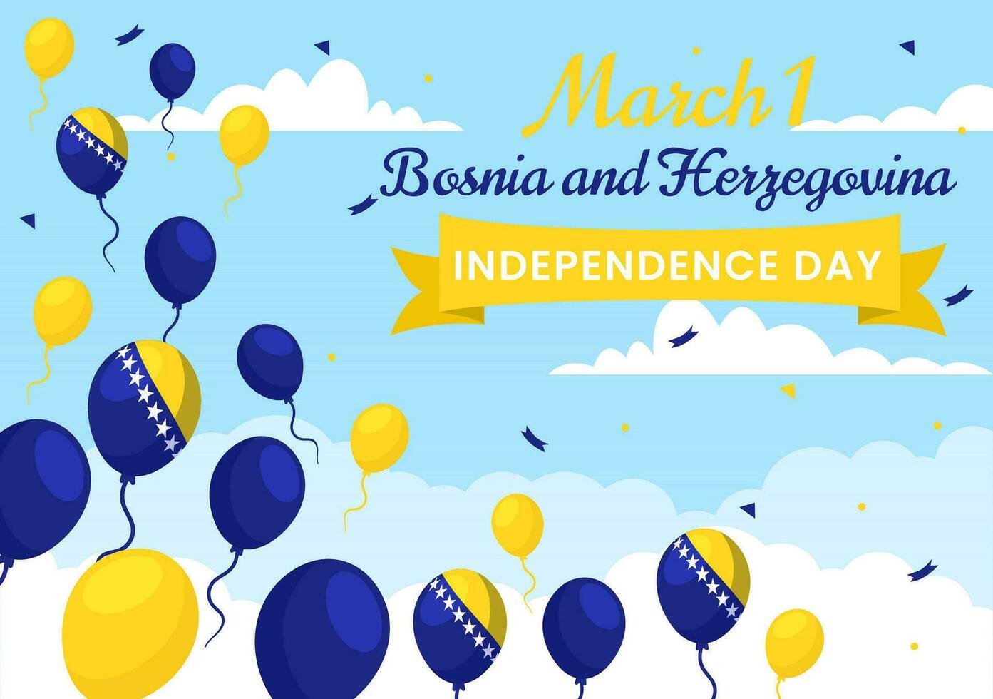 bosnia y herzegovina independencia día vector ilustración en Primero de marzo con ondulación bandera y punto de referencia edificio en monumento fiesta plano antecedentes