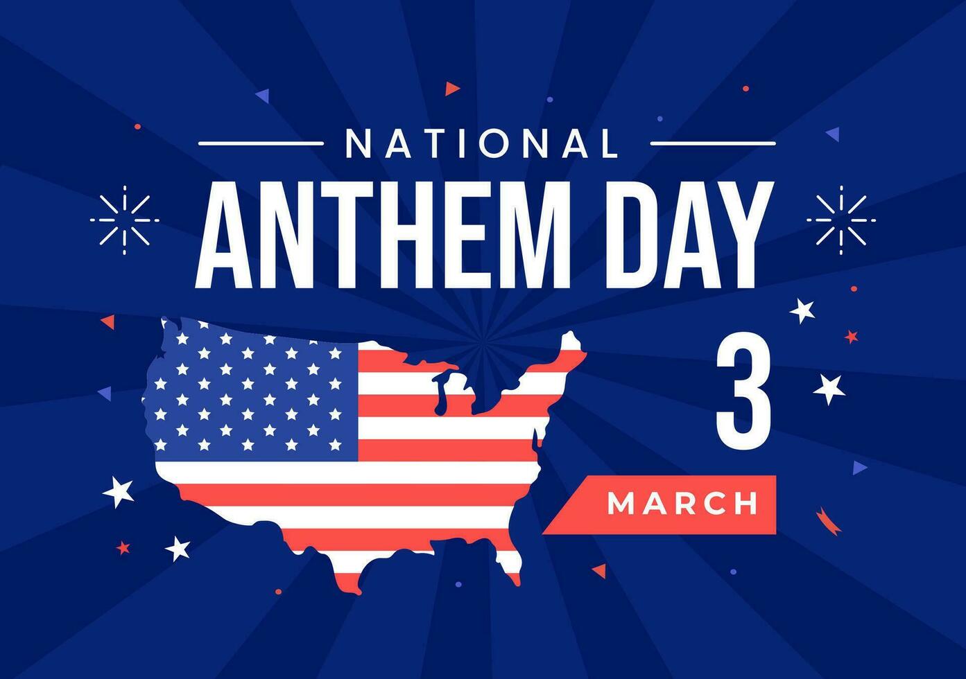 National Anthem Day Vector Illustration on March 3 with United States of America Flag in National Holiday Flat Cartoon Background Design