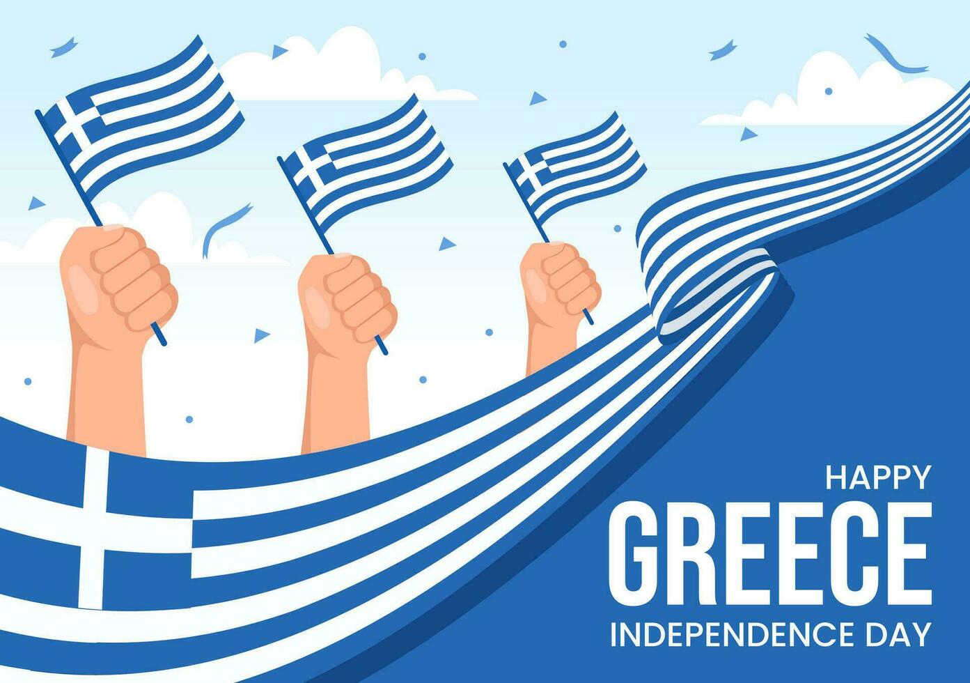 contento Grecia independencia día vector ilustración en marzo 25 con griego bandera y cinta en nacional fiesta plano dibujos animados antecedentes diseño
