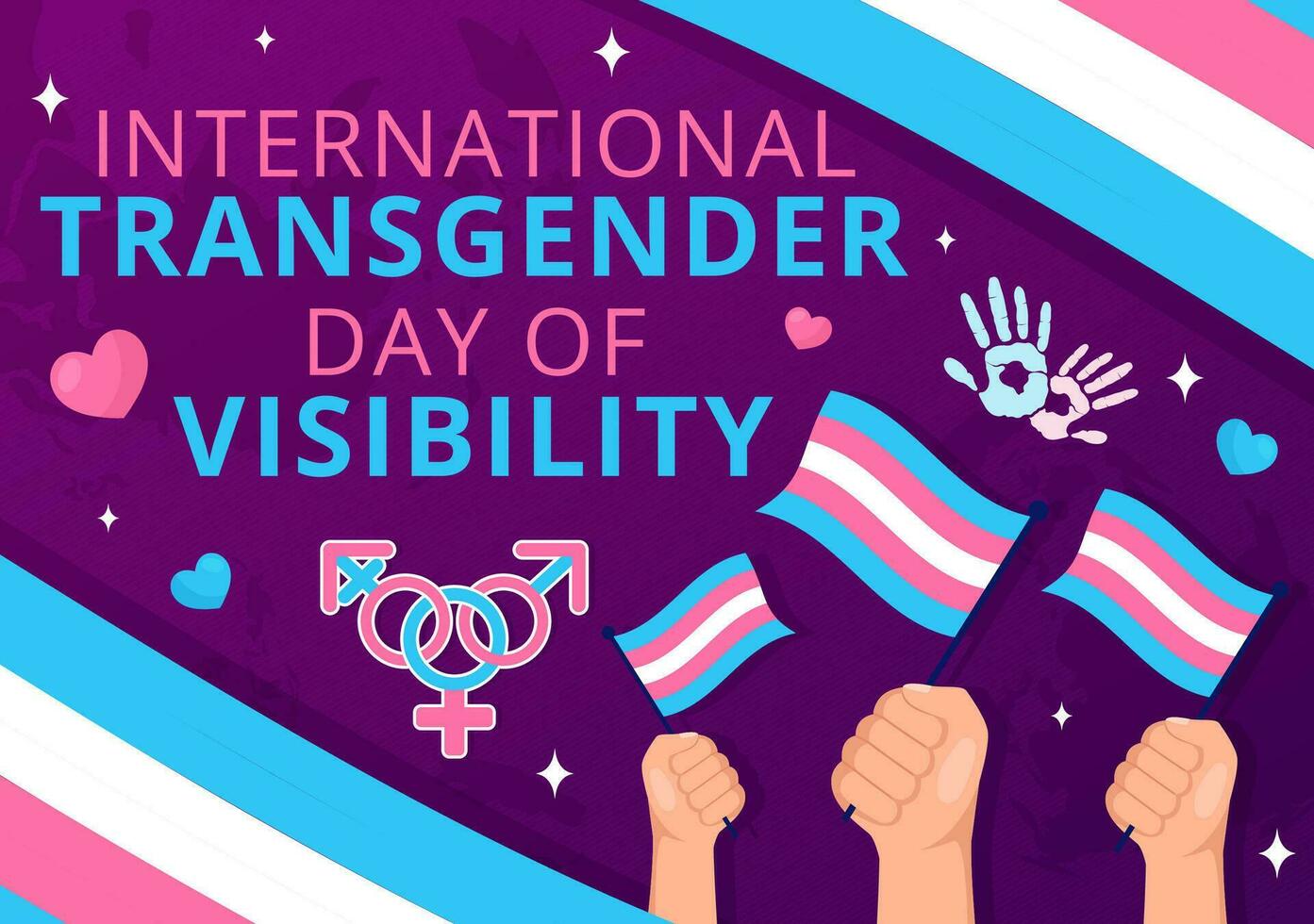 internacional Transgénero día de visibilidad vector ilustración en marzo 31 con transexuales orgullo banderas y símbolo en celebracion plano antecedentes