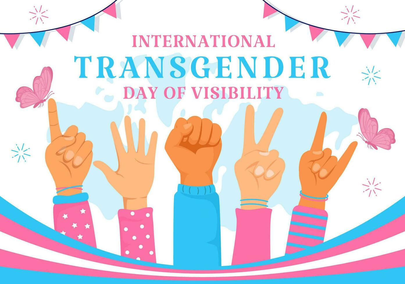 internacional Transgénero día de visibilidad vector ilustración en marzo 31 con transexuales orgullo banderas y símbolo en celebracion plano antecedentes