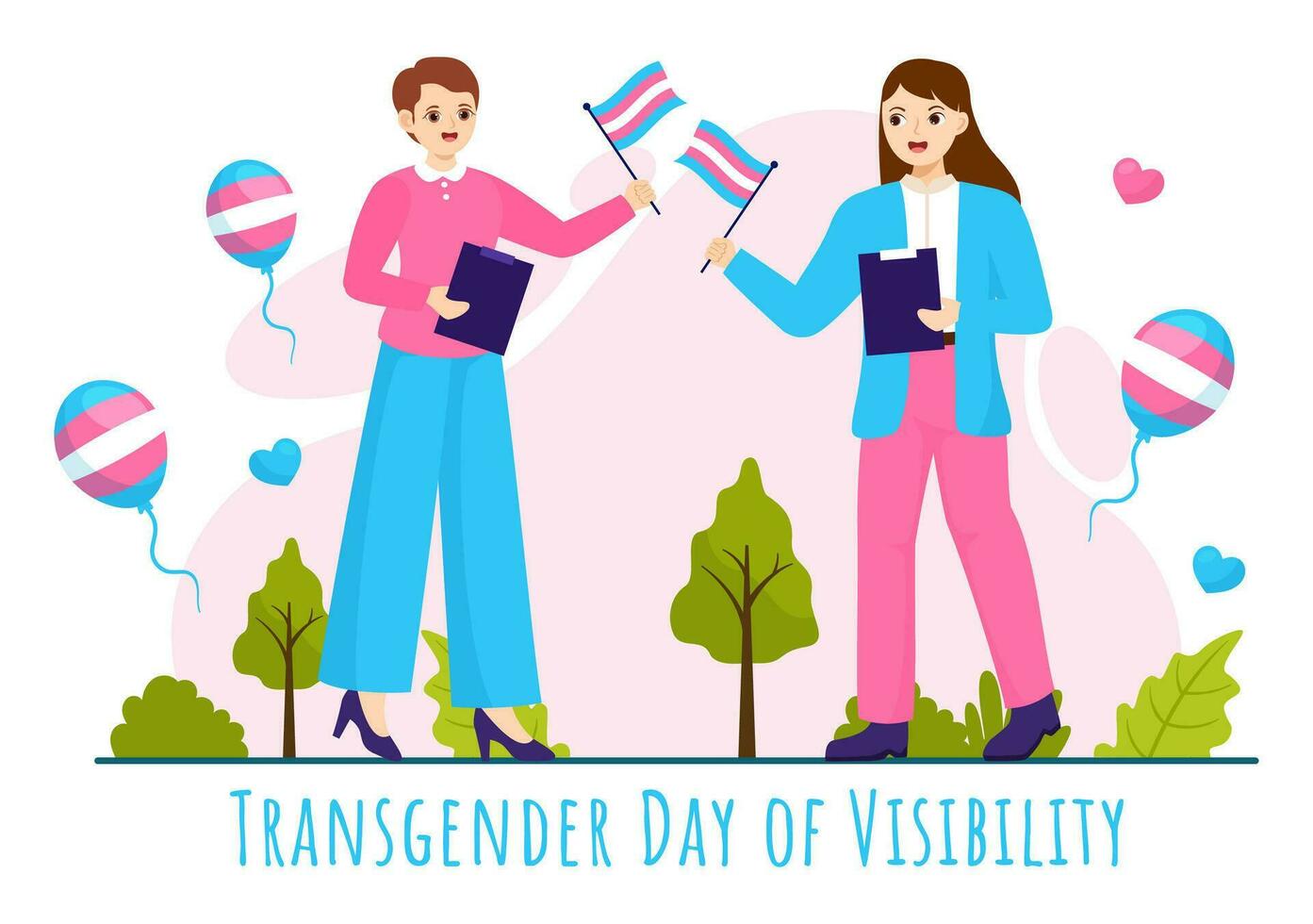 International Transgender Day of Visibility Vector Illustration on March 31 with Transgenders Pride Flags and Symbol in Celebration Flat Background