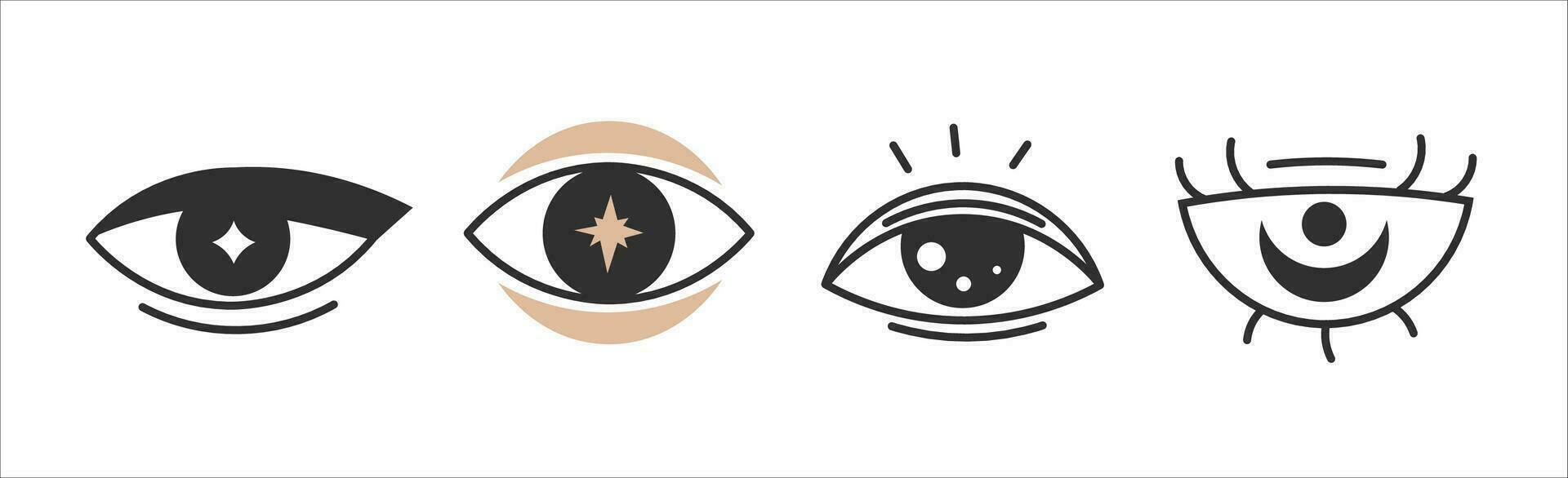 Esoteric eyes set in doodle style vector