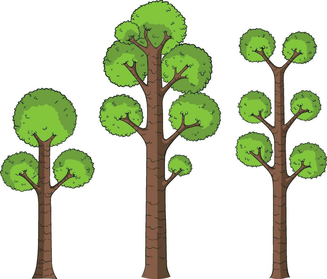 dibujos animados arboles en blanco vector