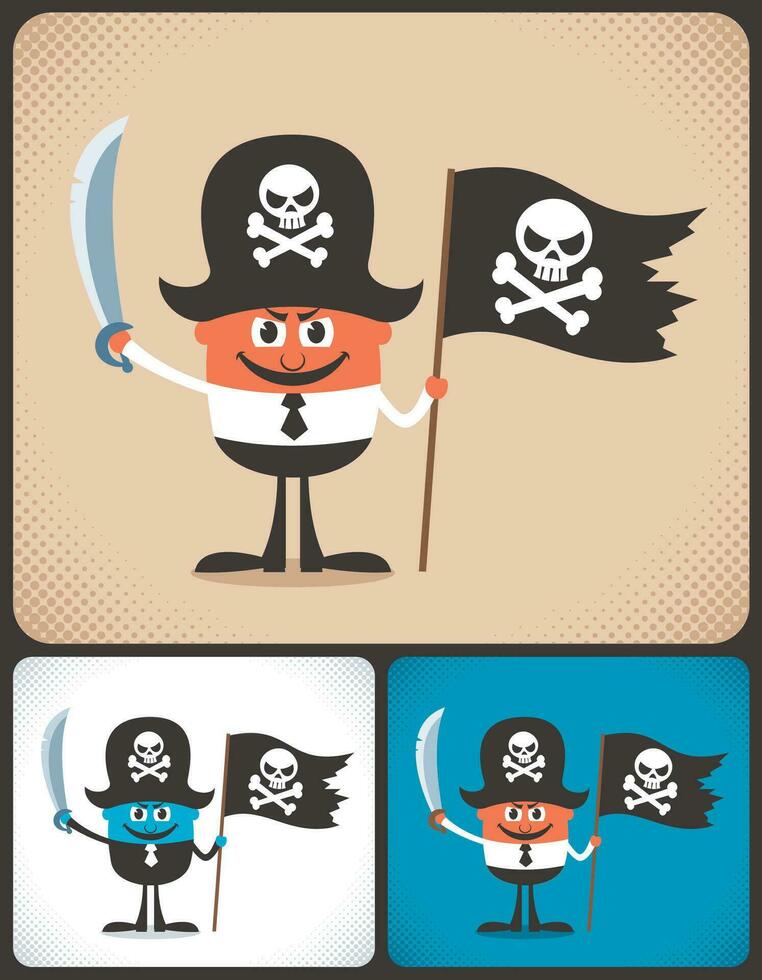 Pirate Businessman Cartoon Set vector