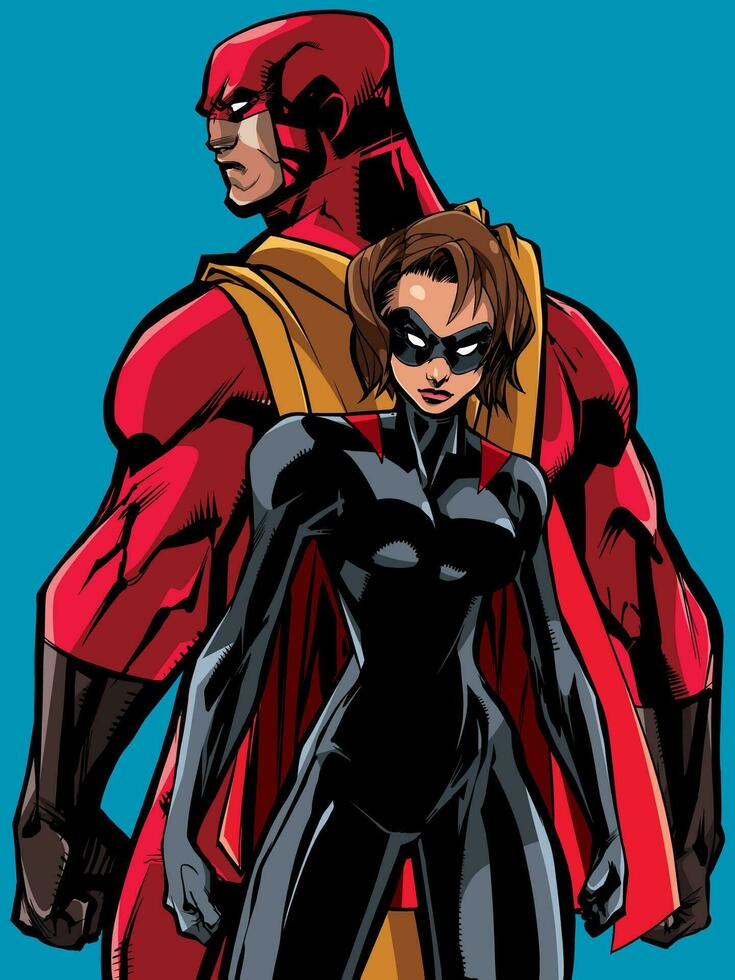 Superhero Couple Back to Back vector