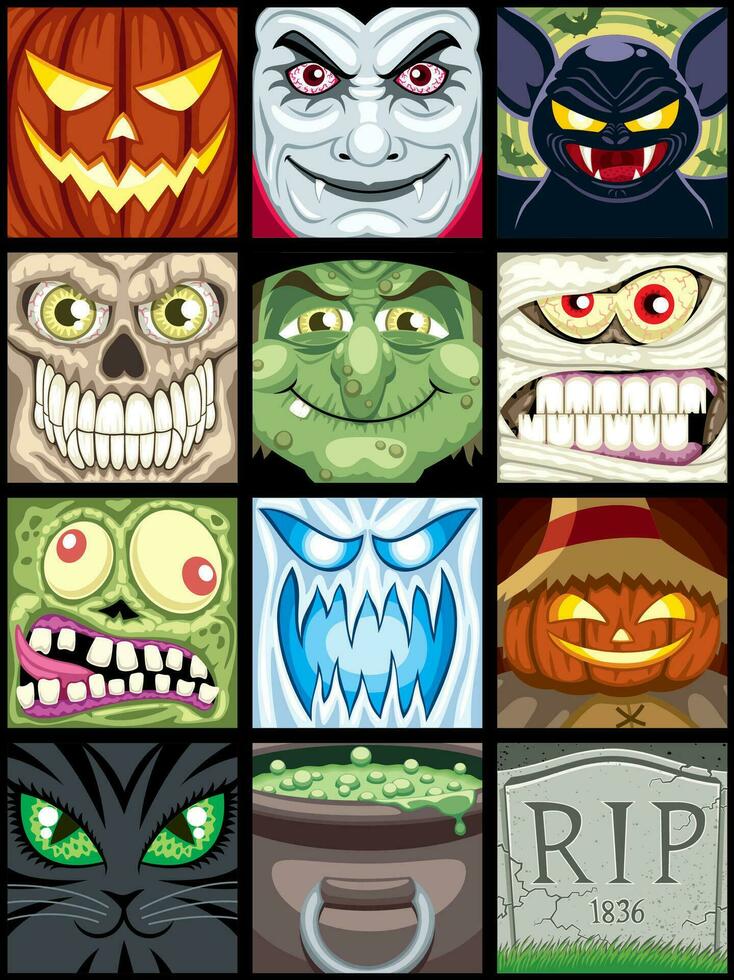 Halloween Avatars Set vector