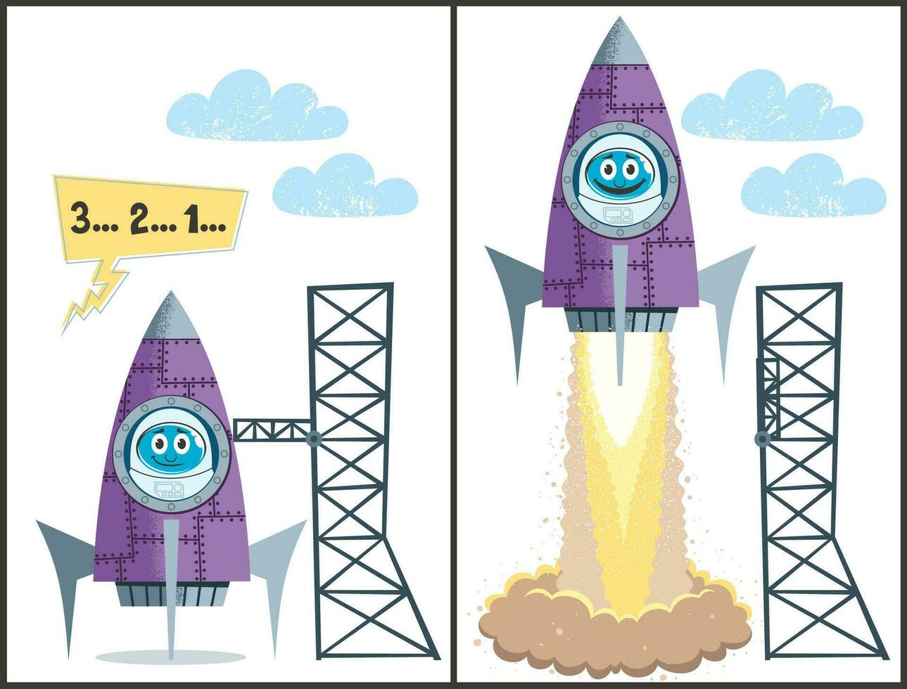 Launch Cartoon Set vector
