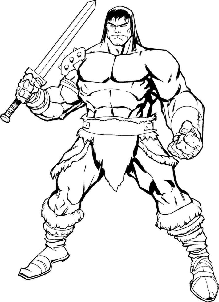 Barbarian Line Art vector
