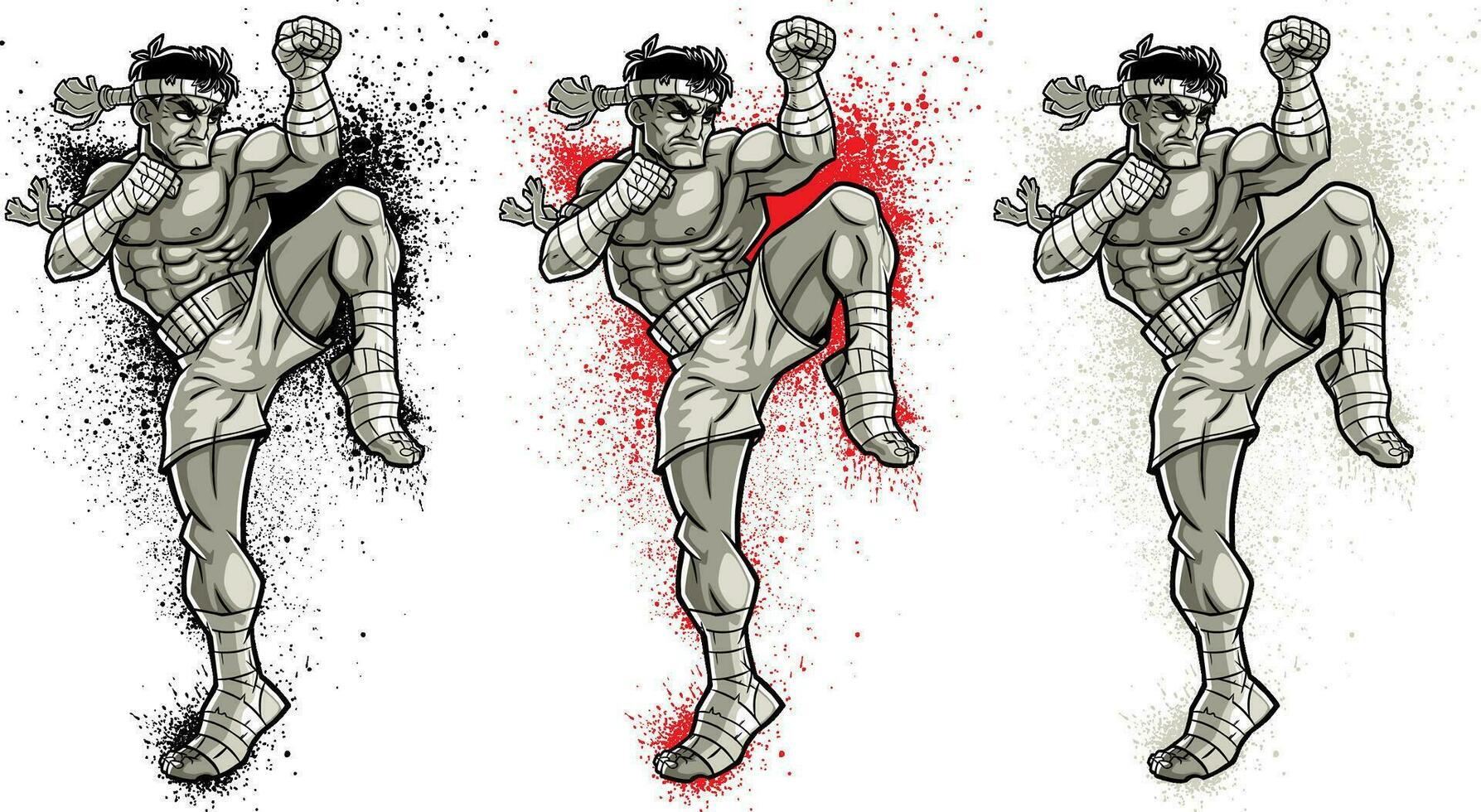 Muay Thai Fighter Set vector