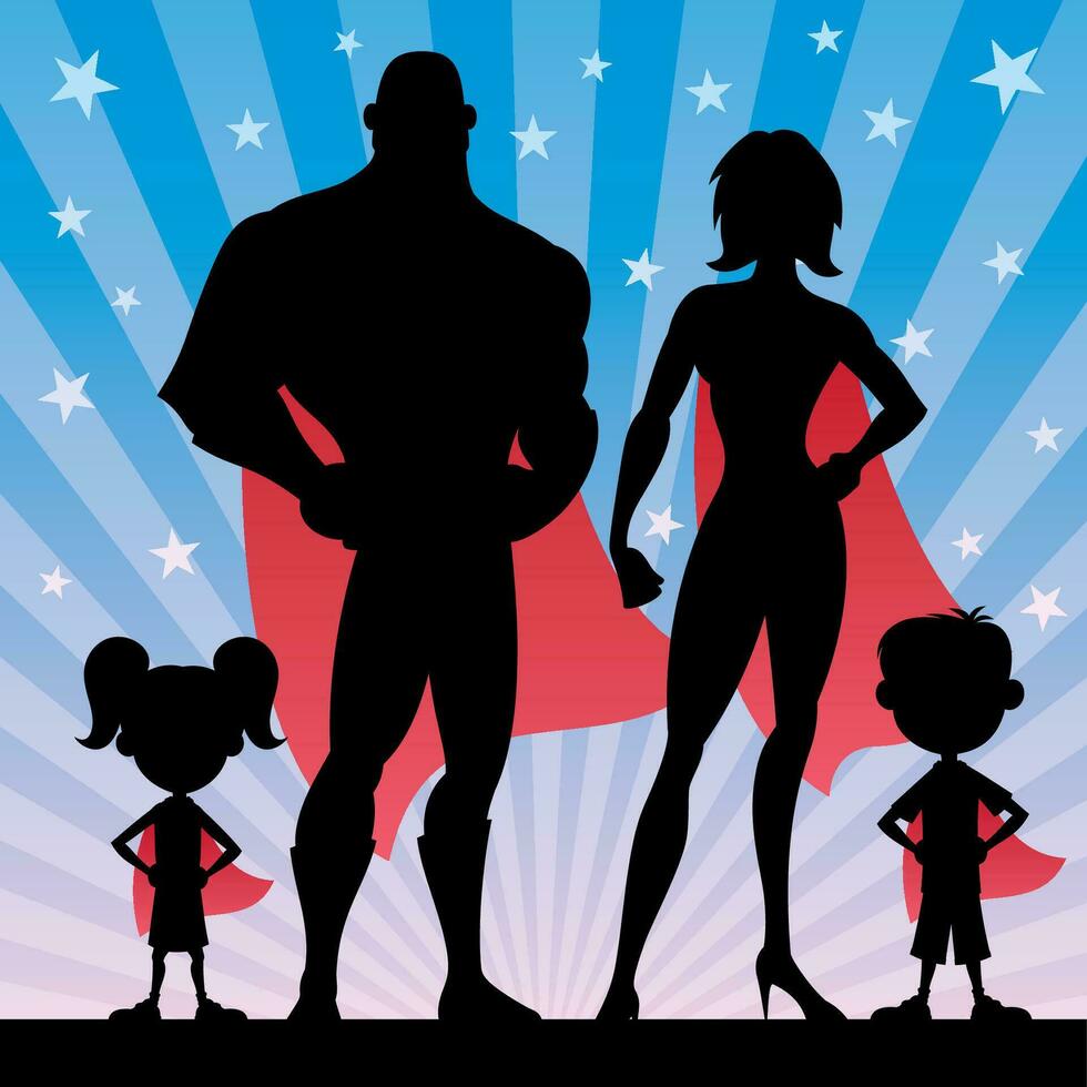 Superhero Family Silhouette vector