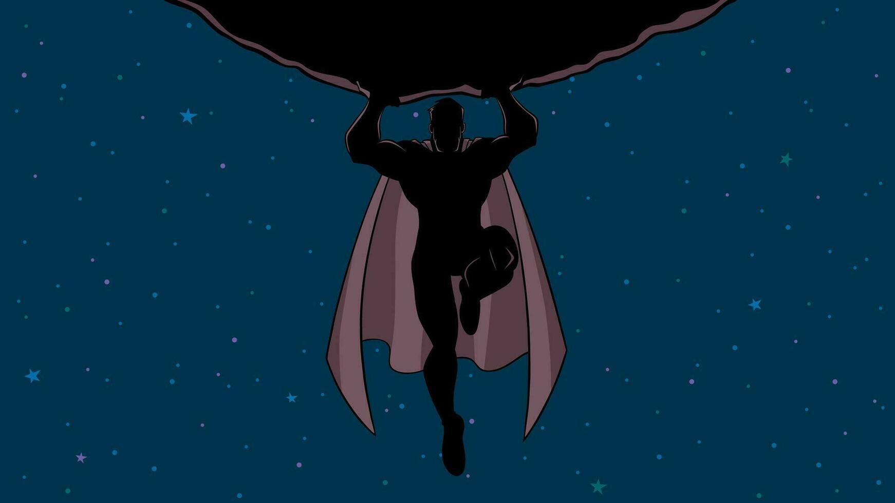 Superhero Holding Boulder in Space Silhouette vector