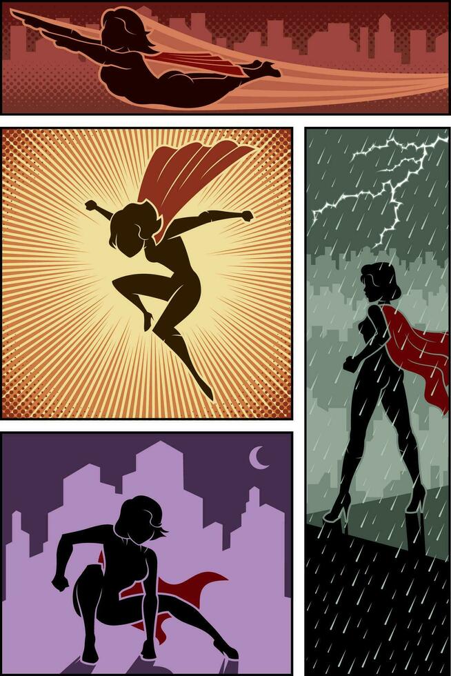 Super Heroine Banners 3 vector