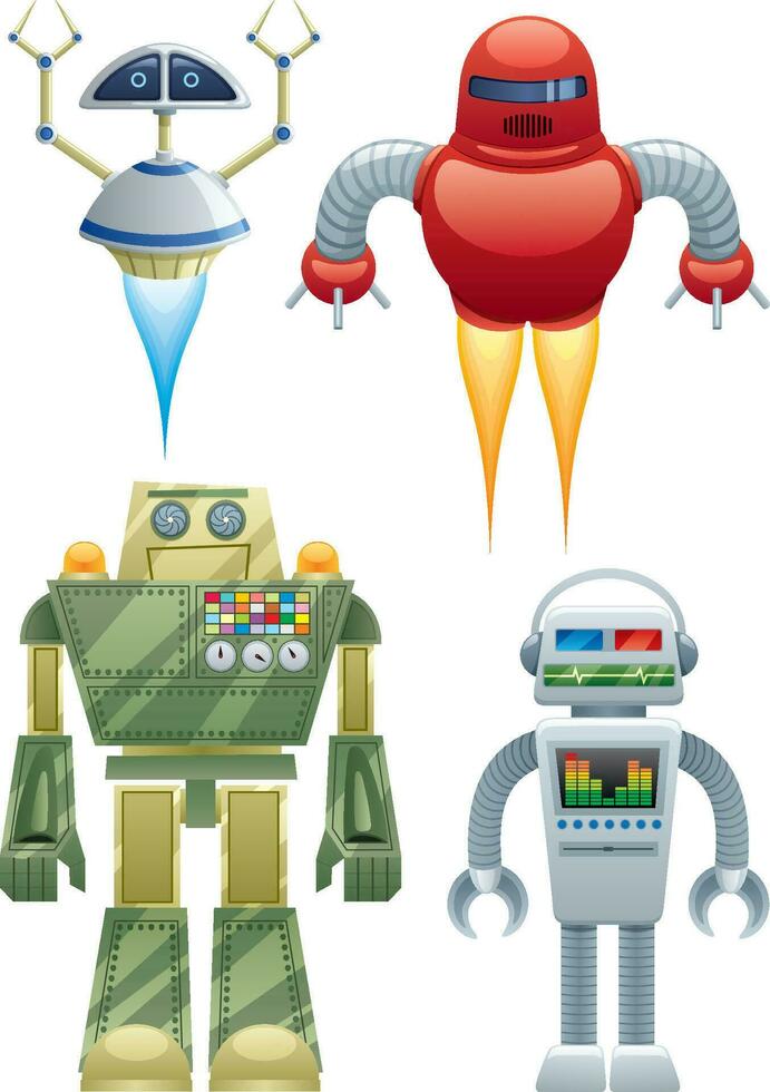 robots dibujos animados conjunto vector