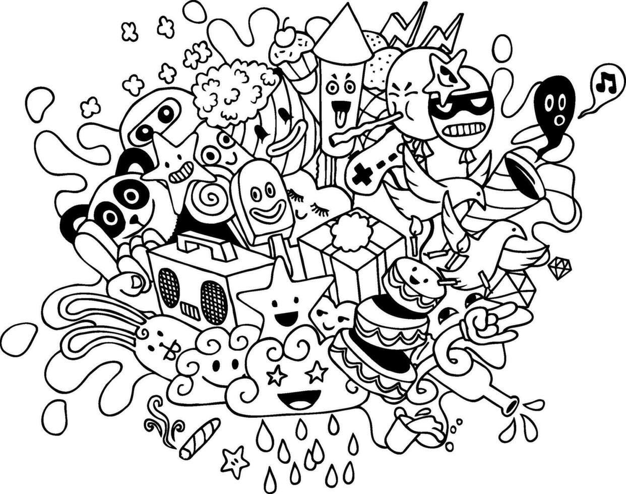 Party Doodle Line Art vector