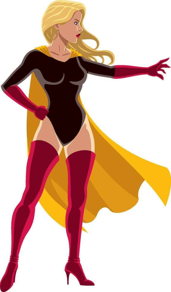 superheroína poder en blanco vector