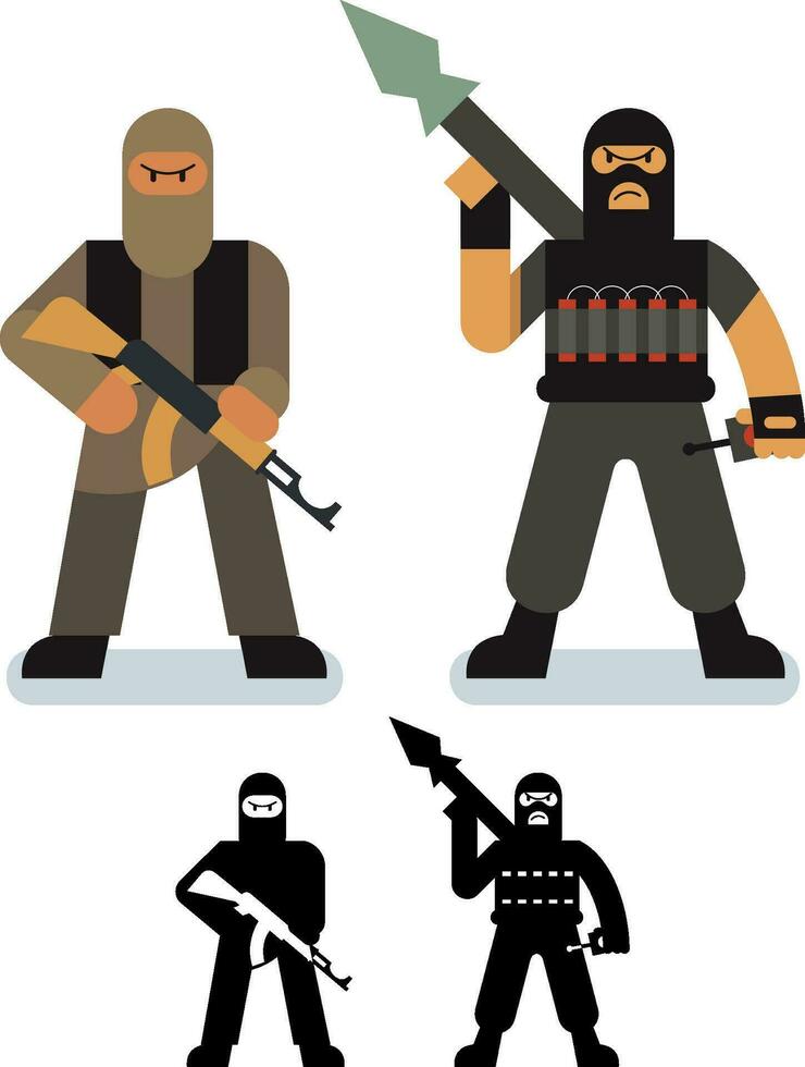 Terrorist Flat Design Set vector