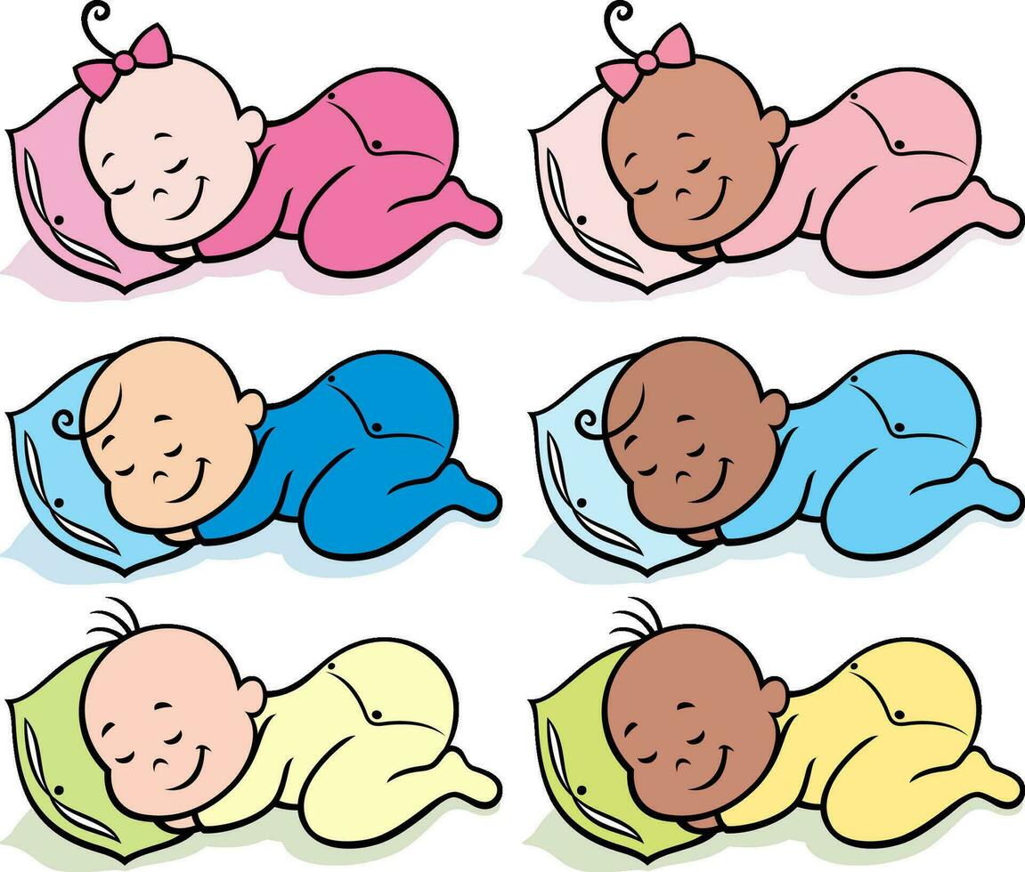 dormido bebés en blanco vector