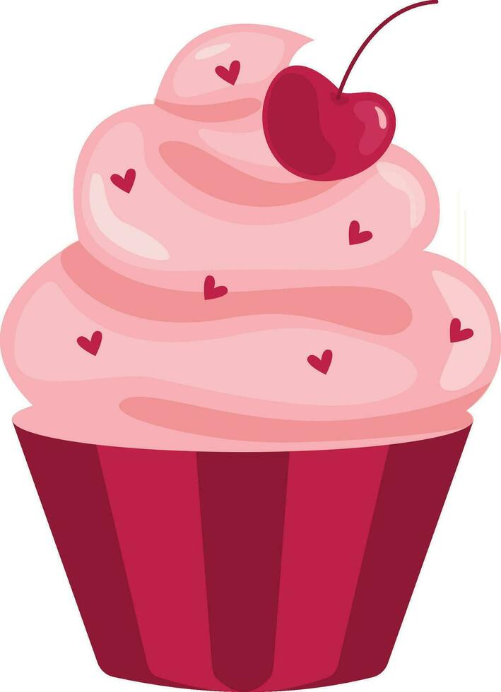 Cupcake with a cherry on top,Cherry cupcake vector
