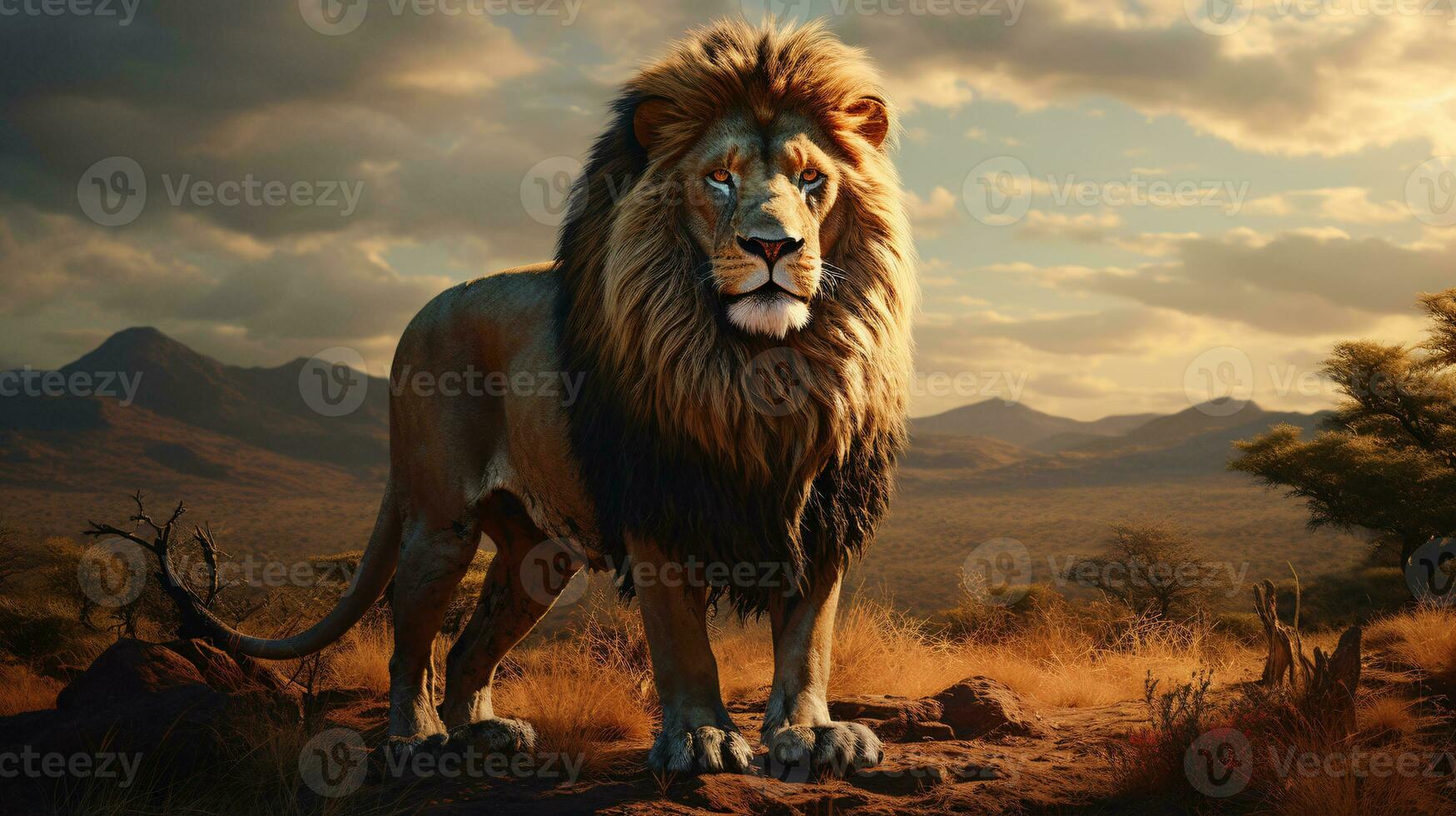 AI generated View of a wild lion photo