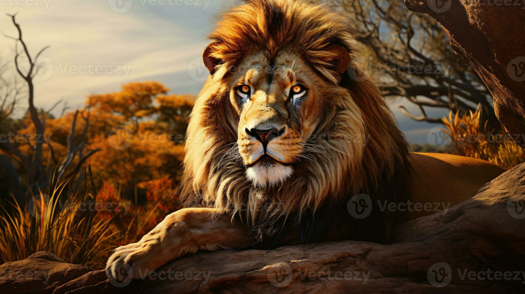 AI generated View of a wild lion photo