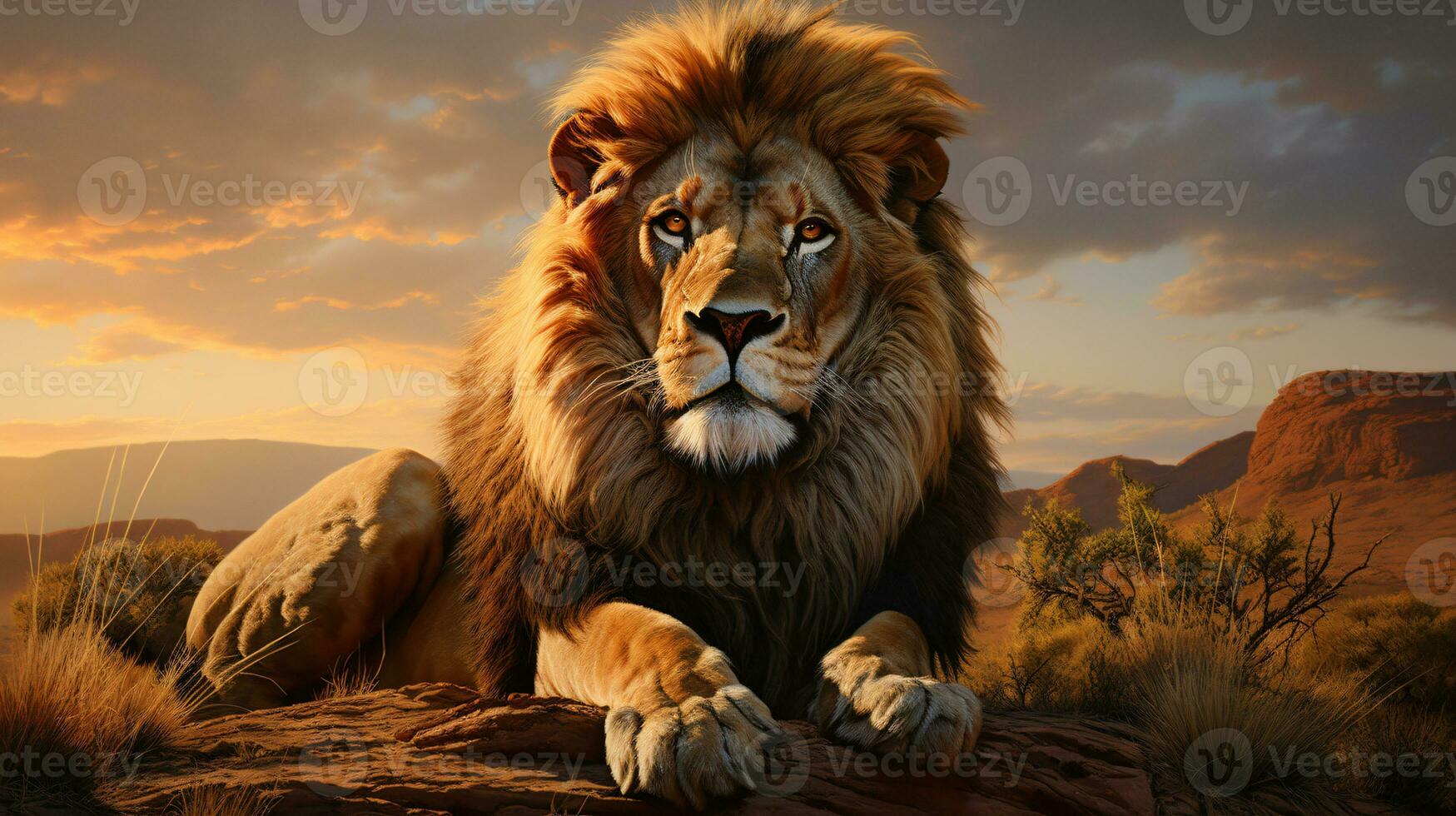 AI generated View of a wild lion photo