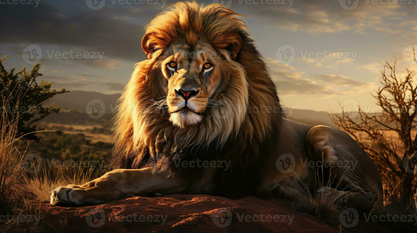 AI generated View of a wild lion photo