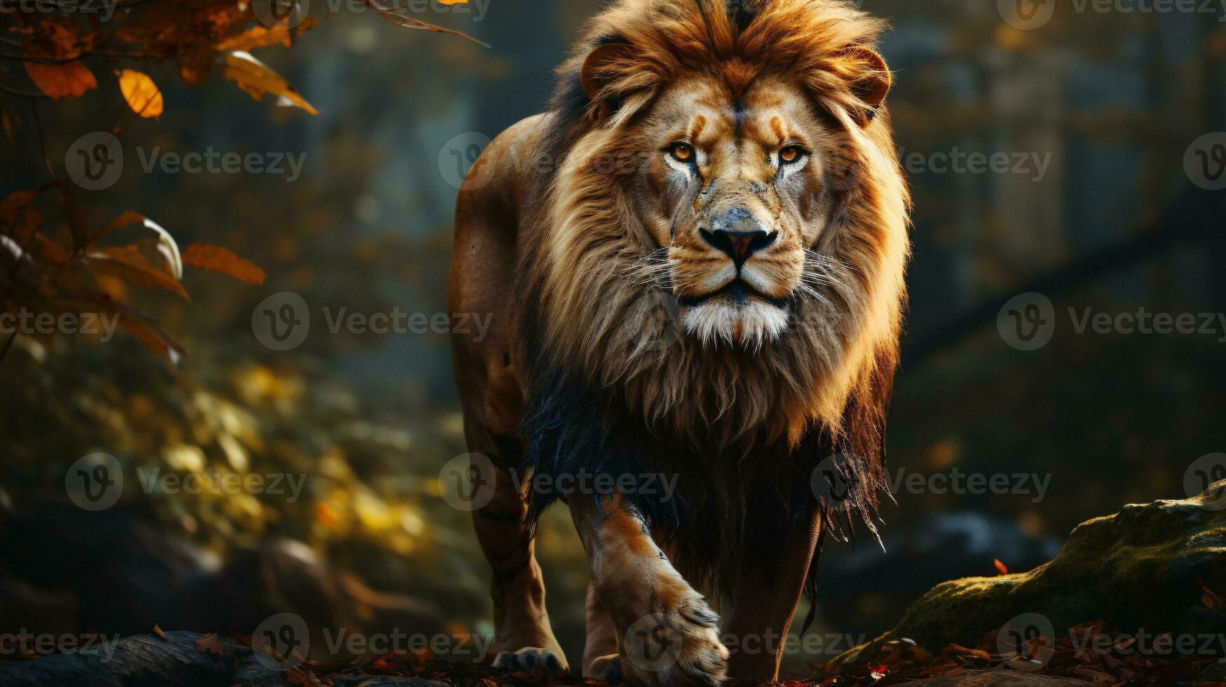 AI generated View of a wild lion photo