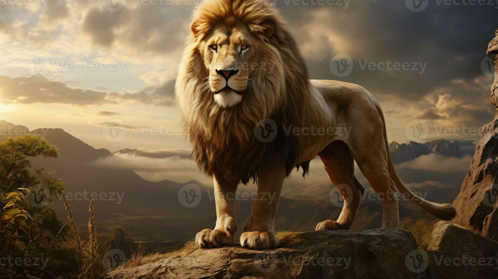 AI generated View of a wild lion photo