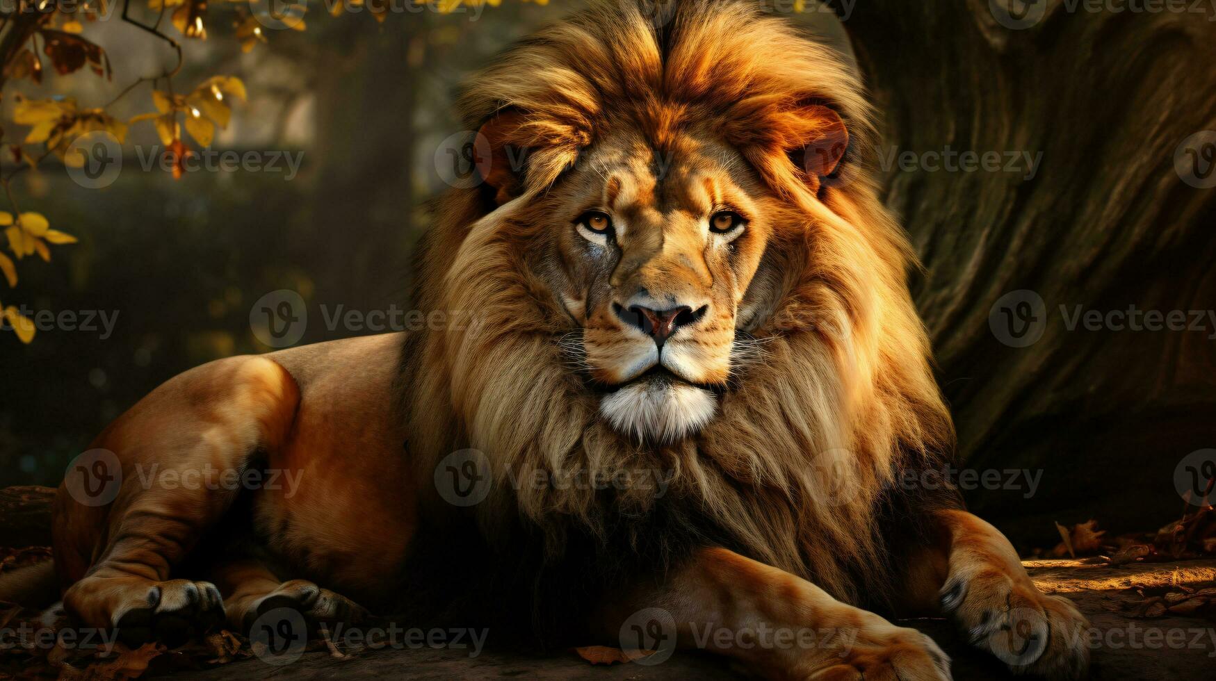 AI generated View of a wild lion photo