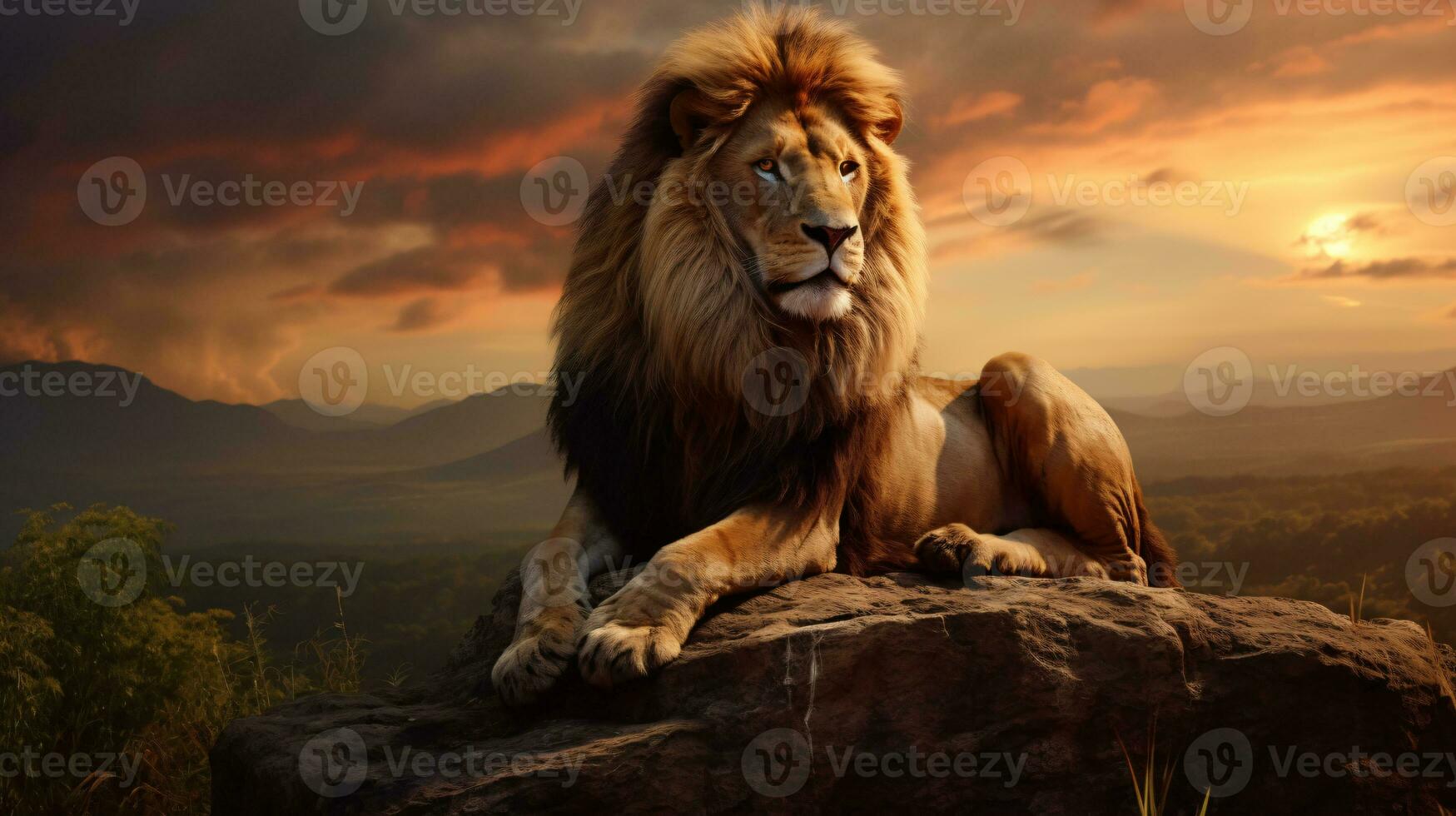 AI generated View of a wild lion photo