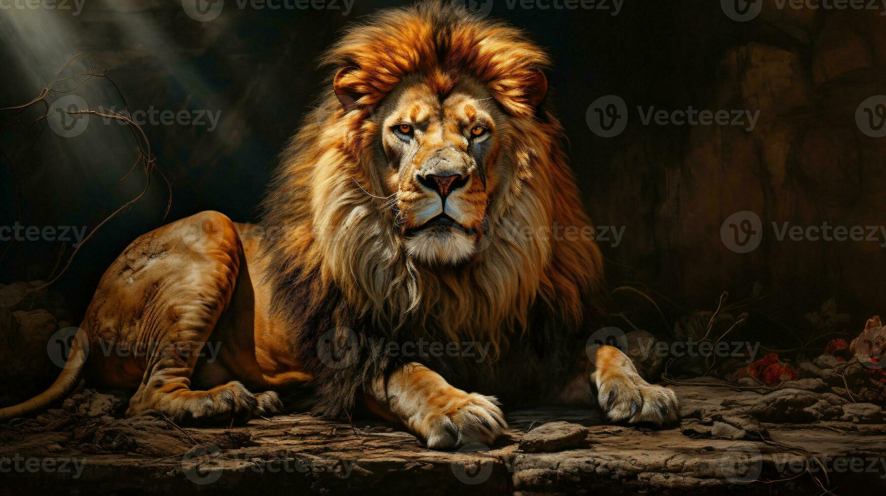 AI generated View of a wild lion photo